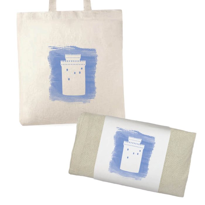 WHITE TOWER TOTE BAG blue